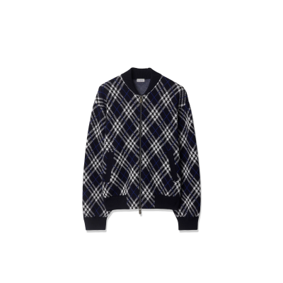 BURBERRY CHECKERED WOOL BLEND FLIGHT JACKET 81106321